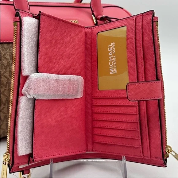 Michael Kors MK Jet Set Travel Medium Duffle Satchel Bag & Double Zip Wallet - Picture 12 of 14